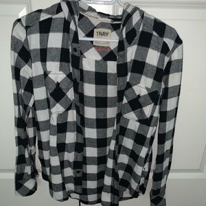 TNA Black & White Button Down Flannel